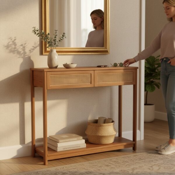 Mesa recibidor con esterilla